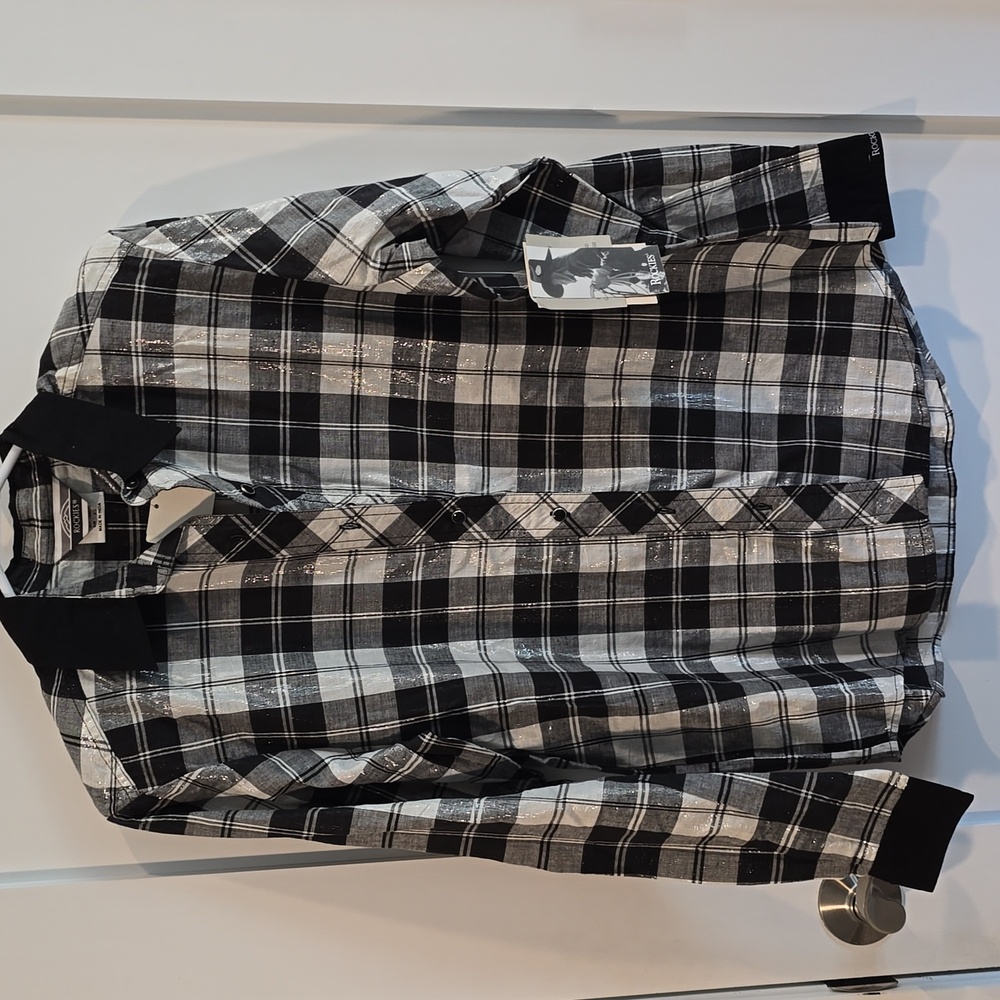 Vintage Rockies Western Black Plaid Blouse NWT Size XS